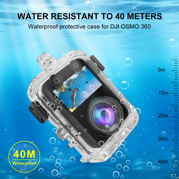 For DJI Osmo 360 PULUZ 40m Depth Waterproof Camera Case Diving Housing Underwater Cover, 40m Waterproof Case