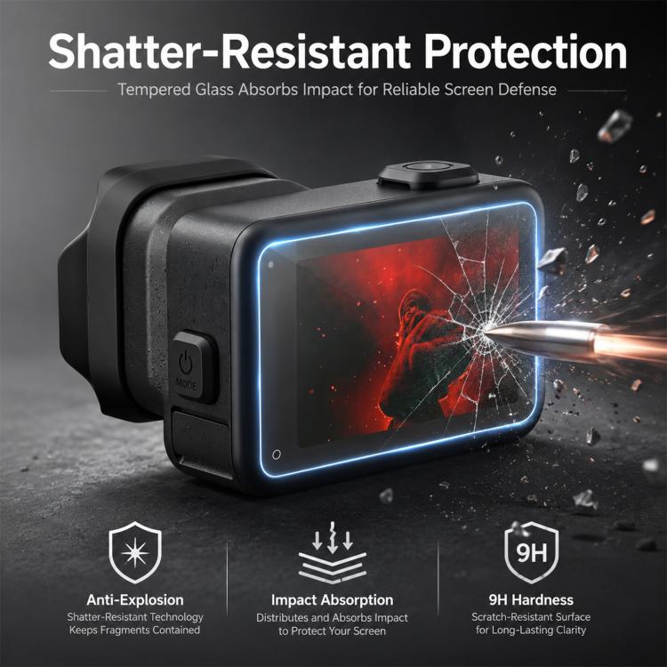 PULUZ Lens + LCD Display 9H 2.5D Tempered Glass Film for GoPro MISSION 1 / 1 Pro, For MISSION 1 / 1 PRO