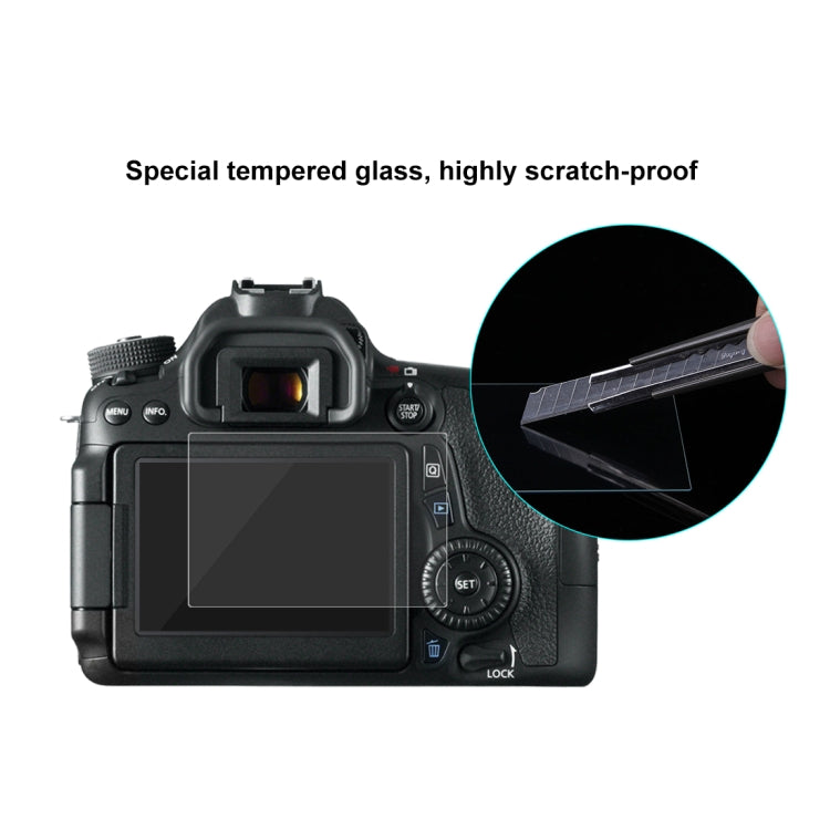 PULUZ 2.5D 9H Tempered Glass Film for Canon 650D, Compatible with 90D / 80D / 70D / 77D(9000D) / 800D(X9I) / 700D(X7I) / 750D(X8I) / 760D(8000D) / XC10 / XC15 / 7D2, Pentax Q1 / K-S1 /Q10 / Q7, Panasonic ZS35, Nikon V1, For Canon 650D