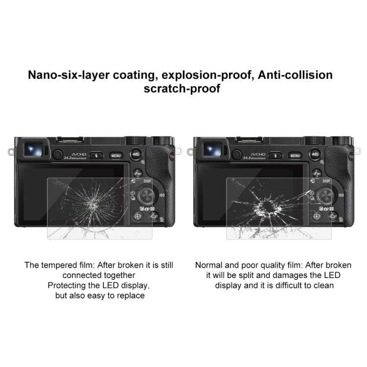 PULUZ 2.5D 9H Tempered Glass Film for Sony A6000, Compatible with Sony A6500 / A5100 / 6100 / A6600 / A5000 / A6400 / A6300 / A3000 / NEX-7/ NEX-6 / NEX-5N / NEX-3N / NEX5C / NEX-C3 / NEX-5T / H400, Panasonic W850K, Olympus TG850 / TG860 / TG870 PM2 / ...