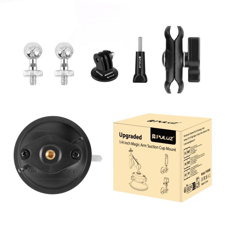 PULUZ Upgraded 1/4 inch Magic Arm Suction Cup Mount, Upgraded 1/4 inch Suction Cup Mount