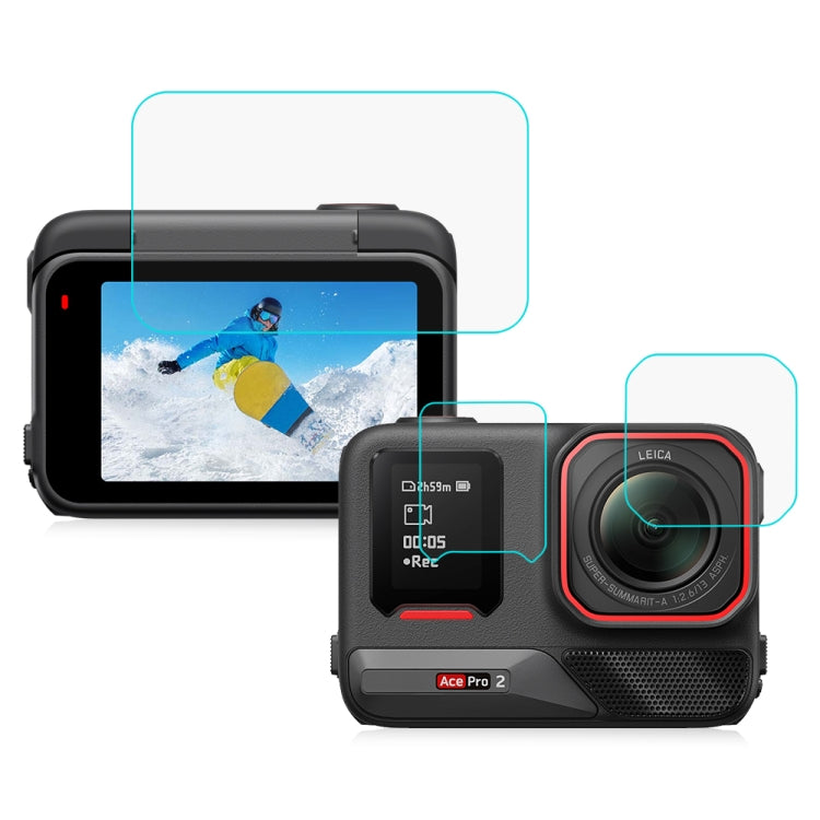 For Insta360 Ace Pro 2 PULUZ 3 in 1 Rear & Front Screen and Lens Tempered Glass Film, For Insta360 Ace Pro 2