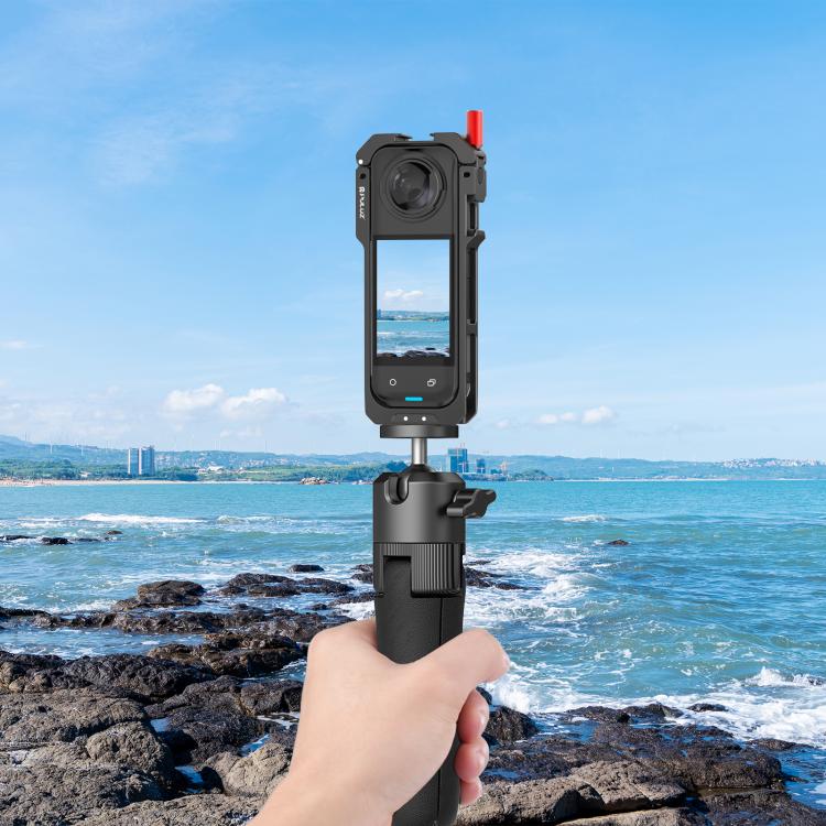 For Insta360 X5 PULUZ Metal Protective Cage Rig Housing Frame with Lens Cover, Metal Protective Cage