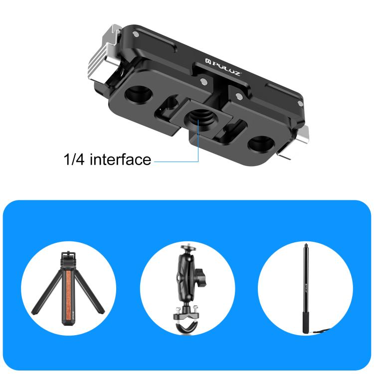 For Insta360 GO Ultra PULUZ Magnetic Aluminum Alloy Quick Release Base Mount