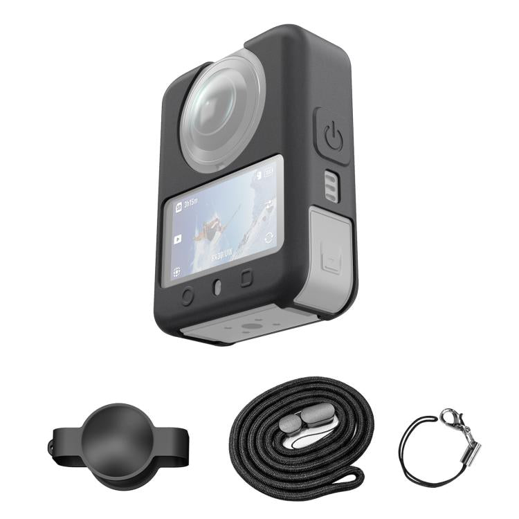 For DJI Osmo 360 PULUZ Silicone Protective Cover with Lens Cover & Lanyard