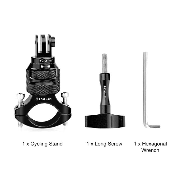PULUZ 360 Degree Rotation MotorBike Aluminum Mount Handlebar Adapter with Screw for GoPro, Insta360, DJI and Other Action Cameras