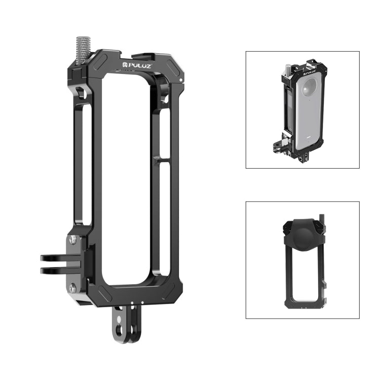 For Insta360 X3 PULUZ Metal Protective Cage Rig Housing Frame with Expand Cold Shoe Base & Tripod Adapter