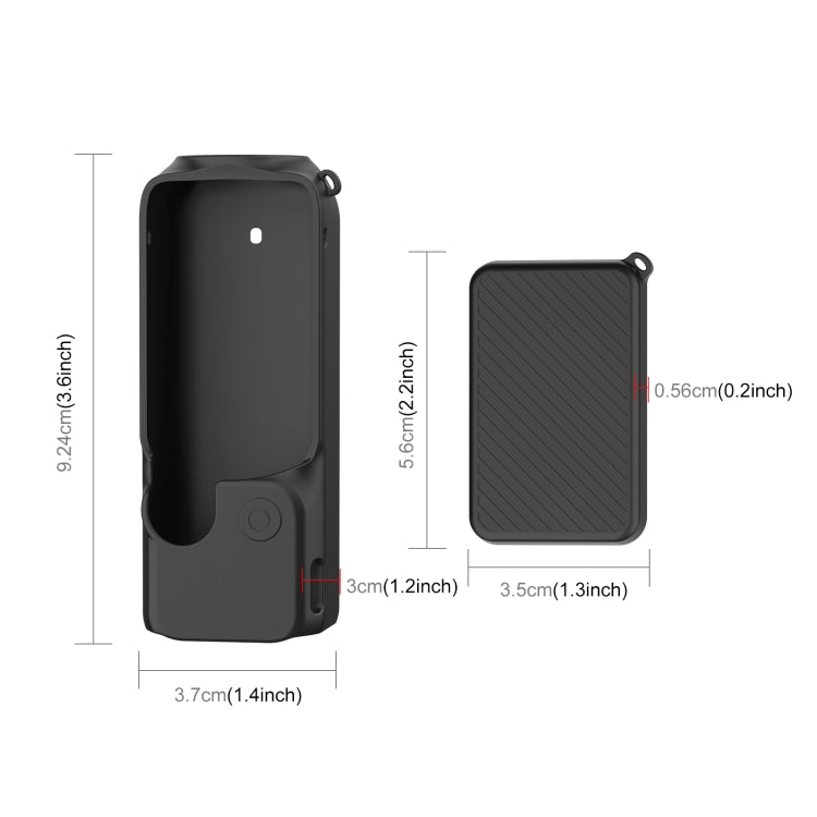 For DJI OSMO Pocket 3 PULUZ 2 in 1 Silicone Cover Case Set with Strap, Silicone Cover(Black)