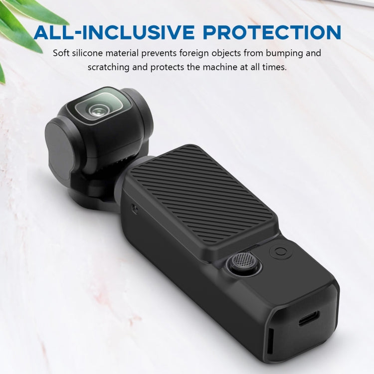 For DJI OSMO Pocket 3 PULUZ 2 in 1 Silicone Cover Case Set with Strap, Silicone Cover(Black)