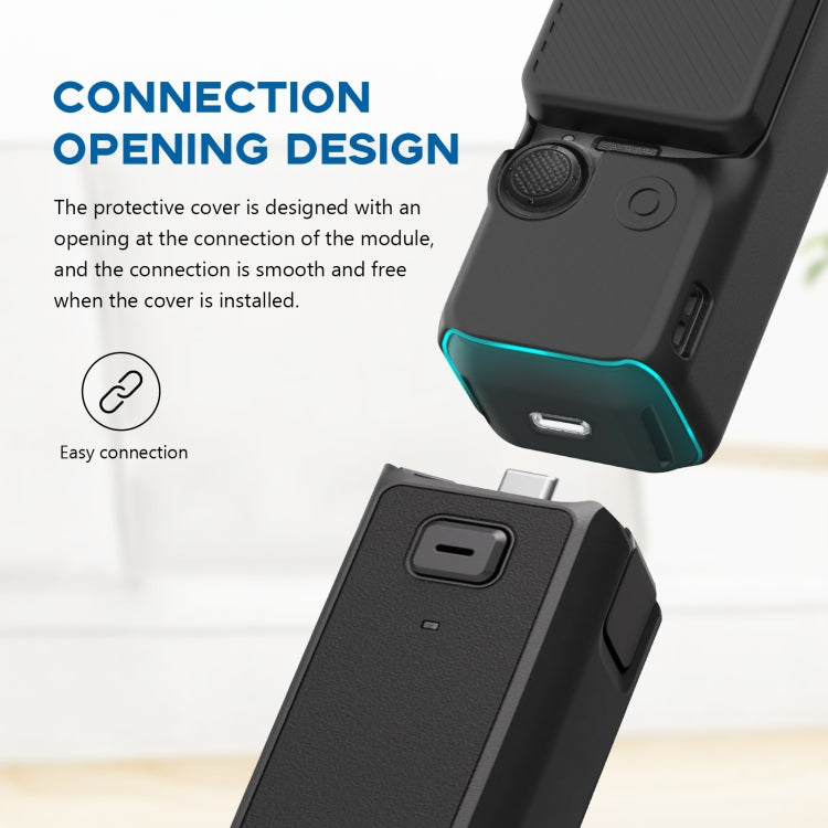 For DJI OSMO Pocket 3 PULUZ 2 in 1 Silicone Cover Case Set with Strap, Silicone Cover(Black)