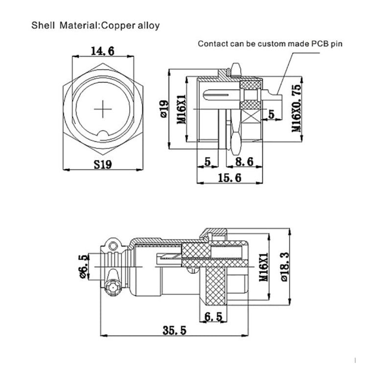 DIY 16mm 8-Pin GX16 Aviation Plug Socket Connector (5 Pcs in One Package, the Price is for 5 Pcs)