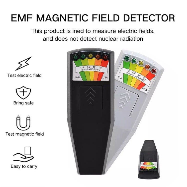5-LED Electromagnetic Radiation Detector EMF Meter Tester, Style 2 White, Style 2 Black