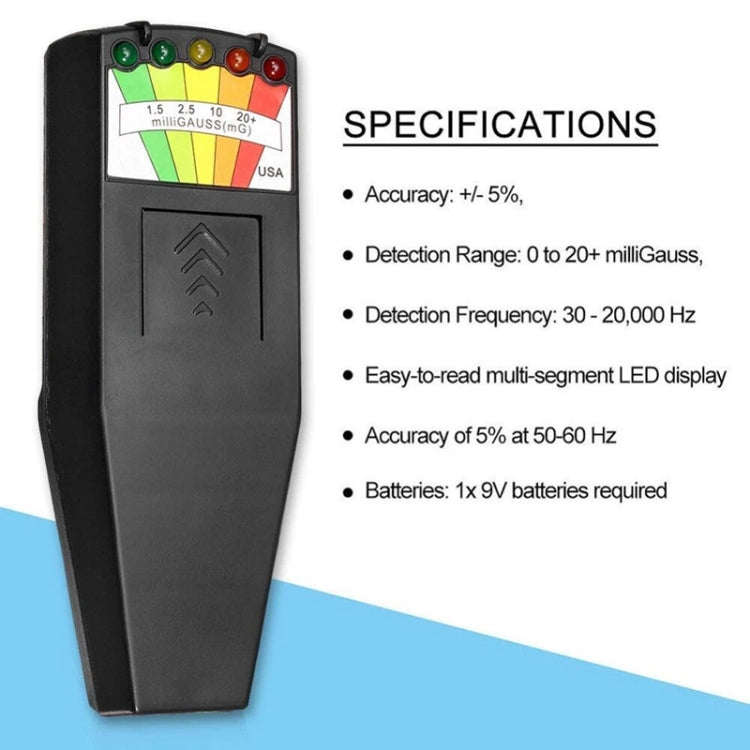 5-LED Electromagnetic Radiation Detector EMF Meter Tester, Style 2 White, Style 2 Black
