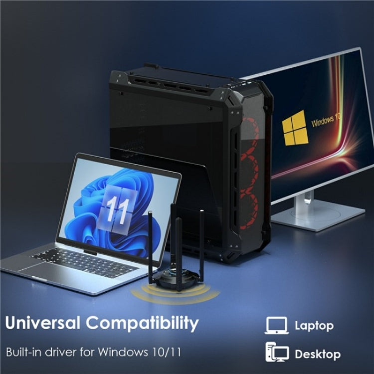 WAVLINK WN695X2 AX5400 USB WiFi 6 Dongle 4 Antennas Receiver Tri-Band Wireless Adapter