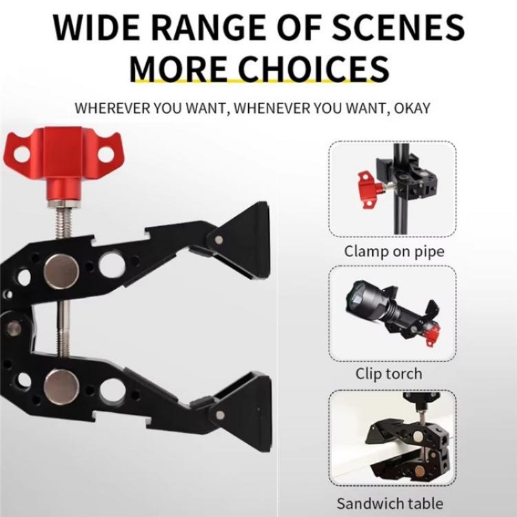 F084 Metal Hot Shoe Mount Multi-Function Crab Clamp Universal Photography Light Stand Clamp