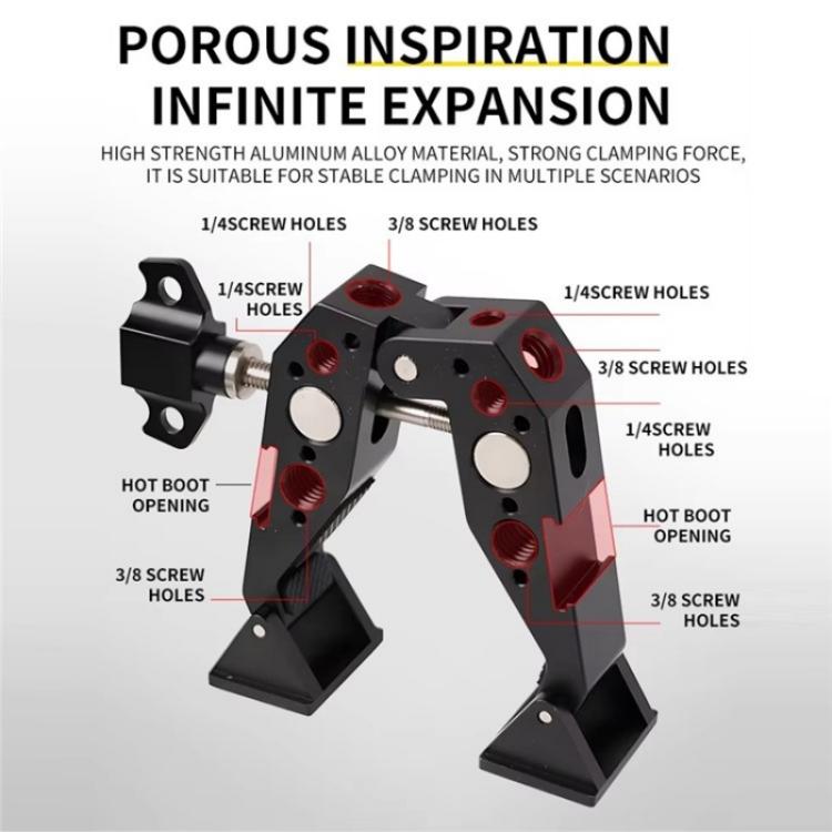 F084 Metal Hot Shoe Mount Multi-Function Crab Clamp Universal Photography Light Stand Clamp