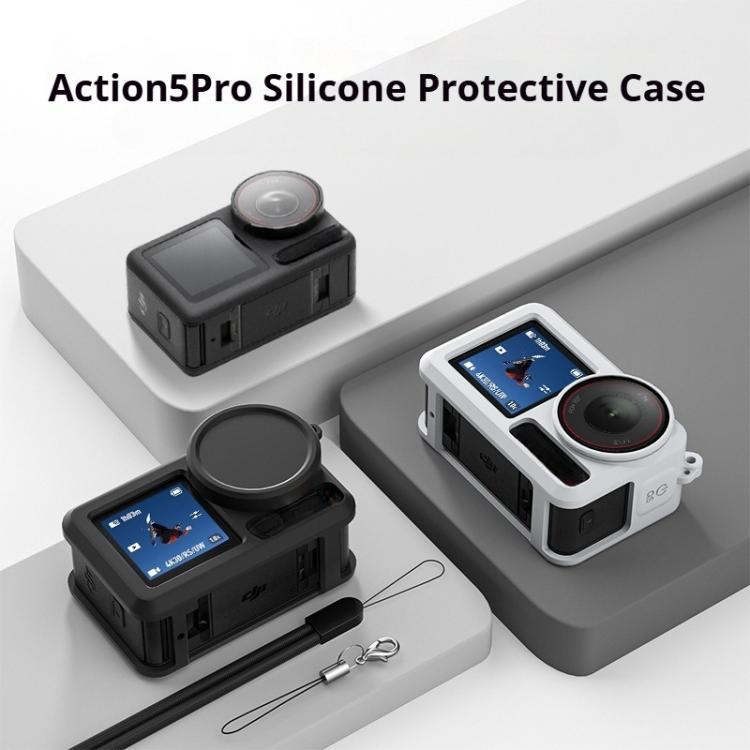 Soft Silicone Shockproof Protective Case Cover with Lens Cap, For DJI Action 5 Pro / 4 / 3