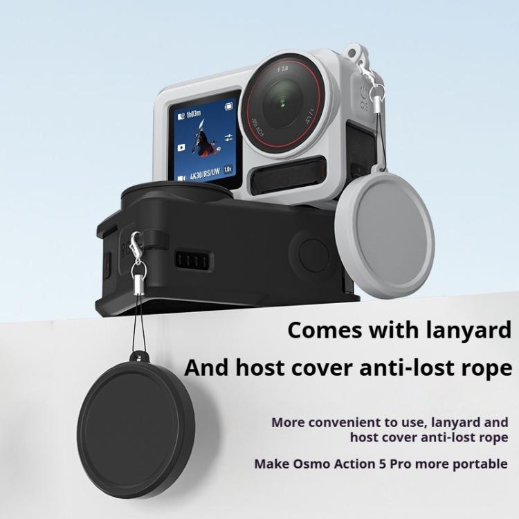 Soft Silicone Shockproof Protective Case Cover with Lens Cap, For DJI Action 5 Pro / 4 / 3