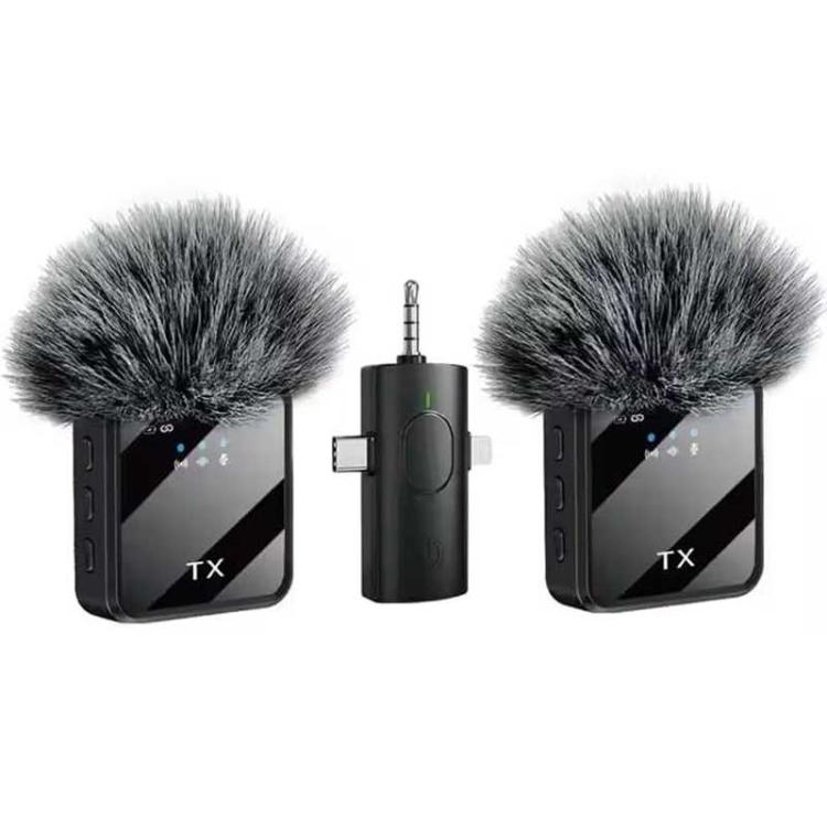 Mini Wireless Lavalier Microphone with 3 in 1 Receiver and Dual Microphone for Interview / Vlog / Podcast