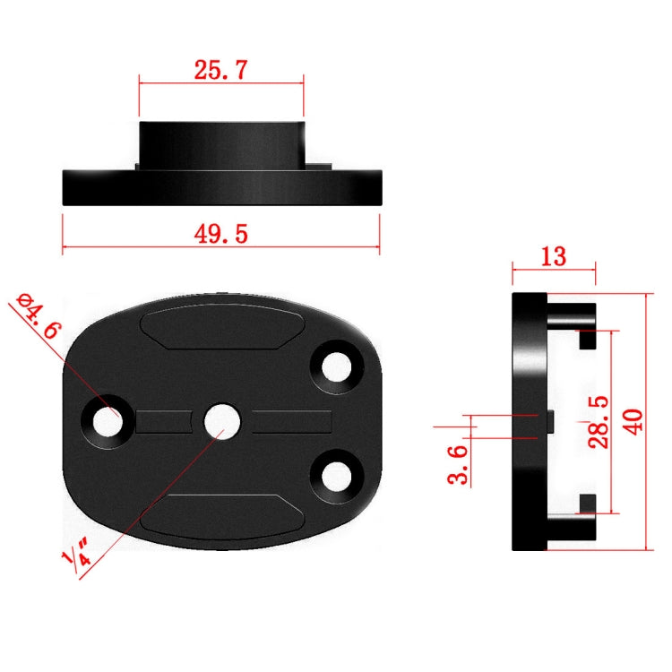 4 Holes Aluminum Quick Release Tripod Mount Base For Sports Camera, Black, Black Embedded Nut