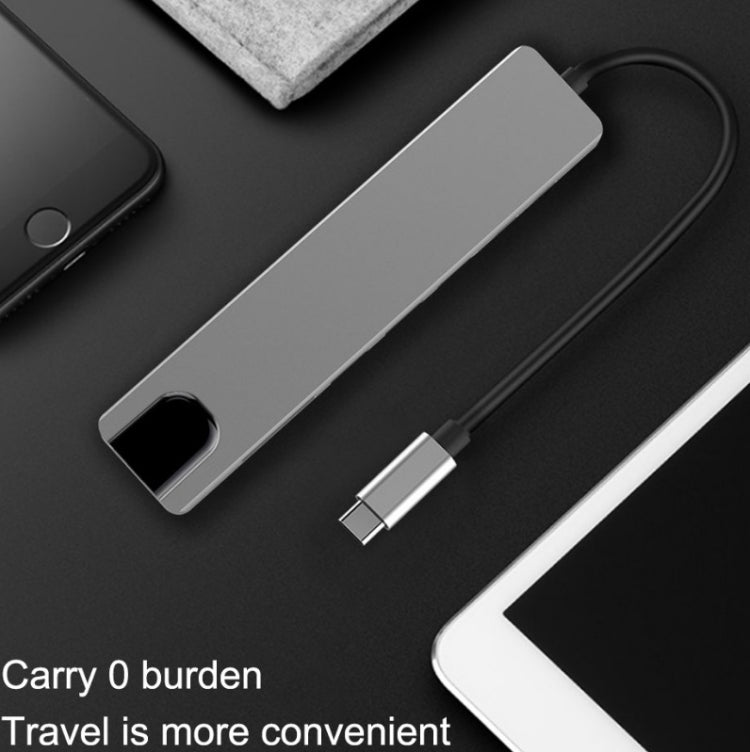 WC7367 8 in 1 87W Type-C to PD+USB3.0/USB2.0+SD+TF+HDMI+RJ45+Type-c Docking Station HUB, WC7367