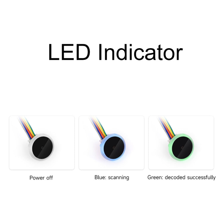 Waveshare 25515 Round 2D Codes Scanner Module Barcode/QR Code Reader, With LED Indicator, 25515