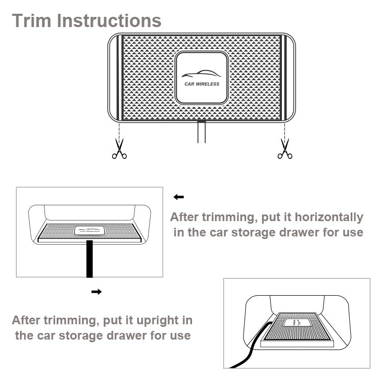 15W QI Car Wireless Charging Anti-Skid Pad, C1 30cm Cable