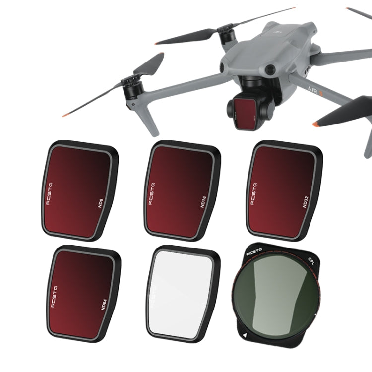 For DJI Air 3 RCSTQ Multi-Layer Coating Waterproof Filter, ND8, ND16, ND32, ND64, CPL, UV, ND-PL8, NDL-PL16, ND-PL32, ND-PL64, ND8/16/32/64 4-in-1, ND-PL8/16/32/64 4-in-1, ND4/8/16/32/64+UV+CPL 6 -in-1, ND-PL8/16/32/64 +UV +CPL 6-in-1