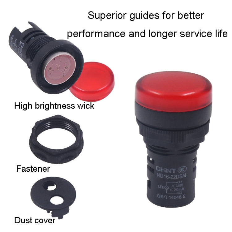 CHINT ND16-22DS LED Signal Light Power AD Indicator Lights, 24V (Red), 24V (Green), 24V (Yellow), 220V (Red), 220V (Green), 220V (Yellow)