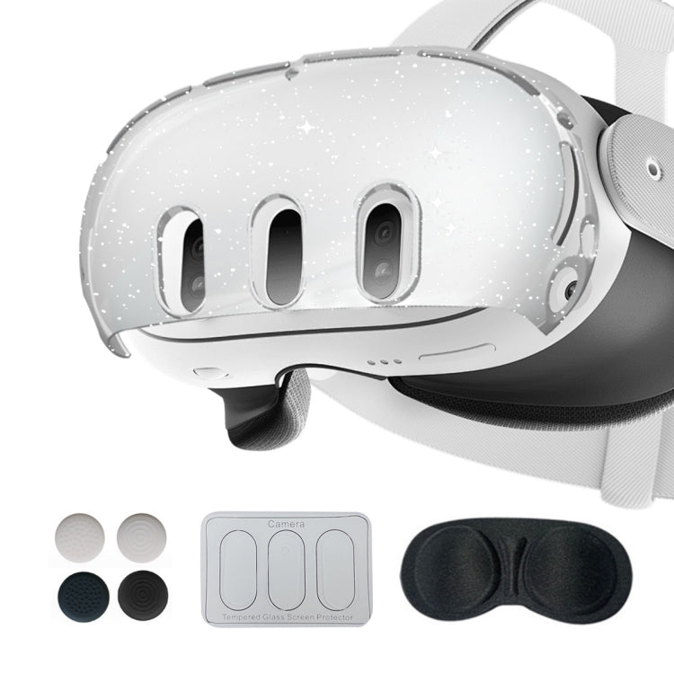 For Meta Quest 3 PC Protective Shell, 7 In 1 (Glitter Transparent), 7 In 1 (Glitter Transparent Blue), 7 In 1 (Glitter Transparent Red), Single Shell (Glitter Transparent), Single Shell (Glitter Transparent Blue), Single Shell (Glitter Transparent Red)