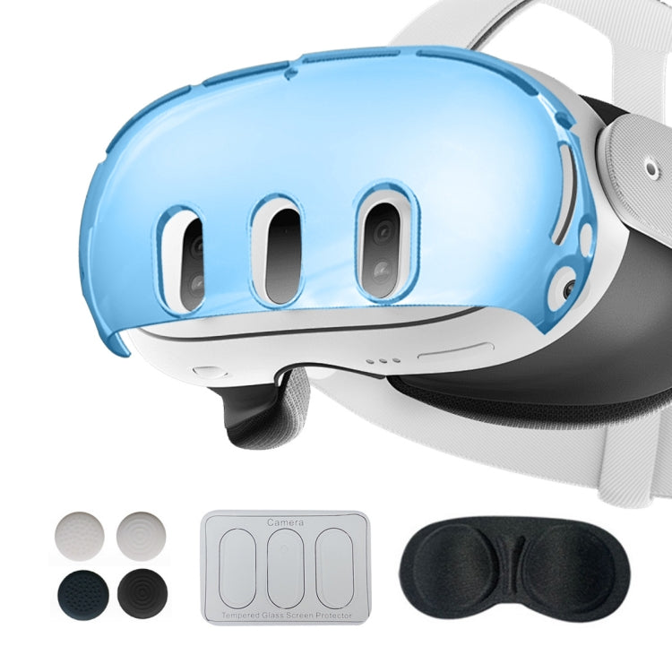 For Meta Quest 3 PC Protective Shell, 7 In 1 (Glitter Transparent), 7 In 1 (Glitter Transparent Blue), 7 In 1 (Glitter Transparent Red), Single Shell (Glitter Transparent), Single Shell (Glitter Transparent Blue), Single Shell (Glitter Transparent Red)