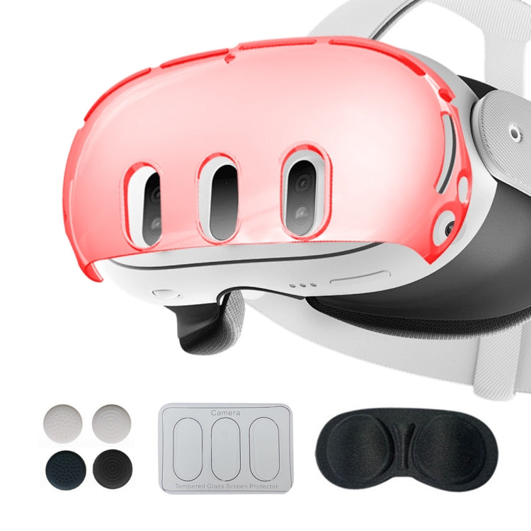 For Meta Quest 3 PC Protective Shell, 7 In 1 (Glitter Transparent), 7 In 1 (Glitter Transparent Blue), 7 In 1 (Glitter Transparent Red), Single Shell (Glitter Transparent), Single Shell (Glitter Transparent Blue), Single Shell (Glitter Transparent Red)