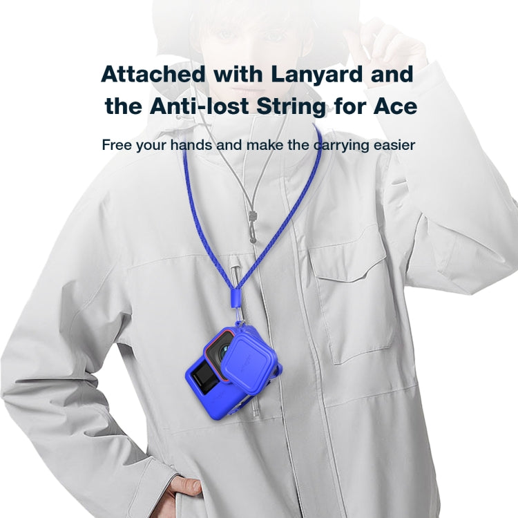 aMagisn Silicone Protection Case Sports Camera Protection Accessories, For Insta360 Ace Pro (Black), For Insta360 Ace Pro (Blue), For Insta360 Ace (Black), For Insta360 Ace (Blue)