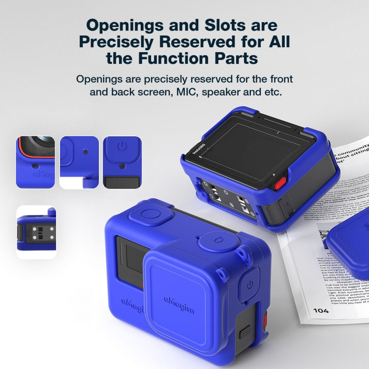 aMagisn Silicone Protection Case Sports Camera Protection Accessories, For Insta360 Ace Pro (Black), For Insta360 Ace Pro (Blue), For Insta360 Ace (Black), For Insta360 Ace (Blue)