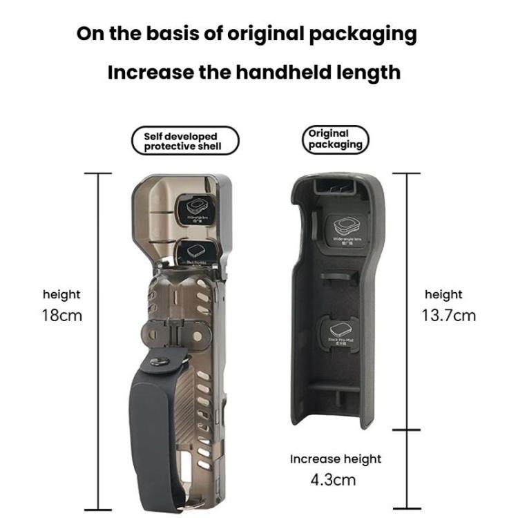 For DJI OSMO Pocket 3 RCSTQ Transparent Protective Case Global Anti-Dislodgement Strap Storage Shell