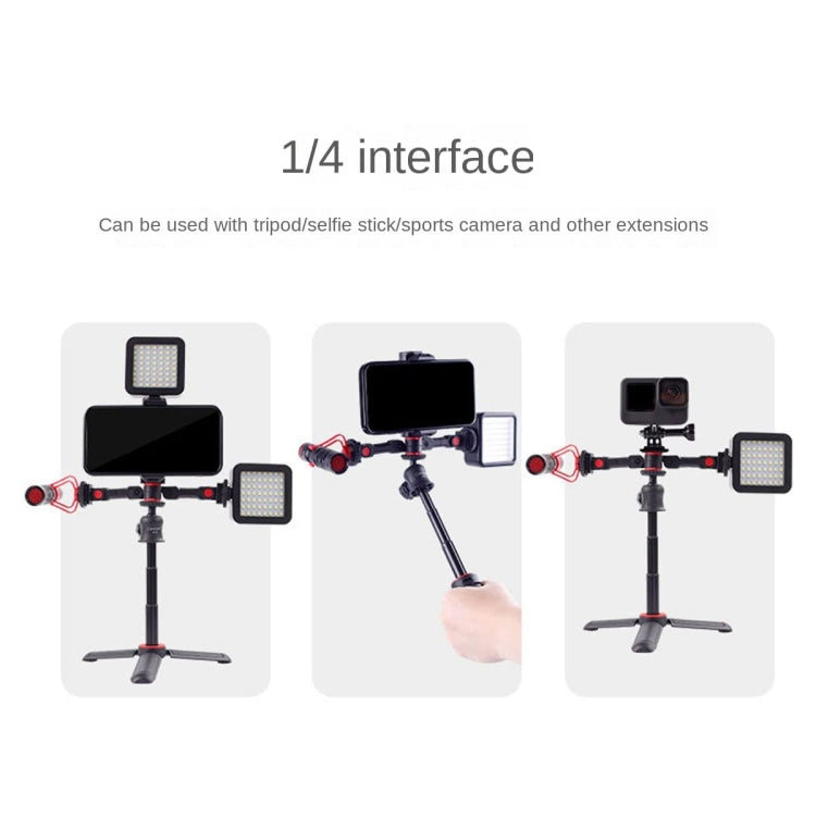 Dual Cold Shoe Mount Adapter Magic Arm Extension Bar Bracket Stand for Camera Mobile Phone