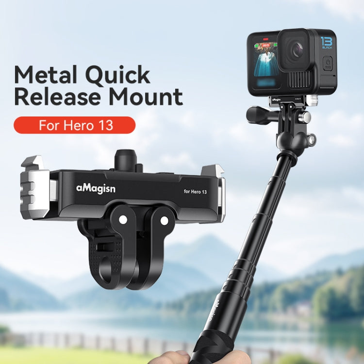 For GoPro HERO13 Black aMagisn Metal Magnetic Quick Release Base Dual Interface Adapter
