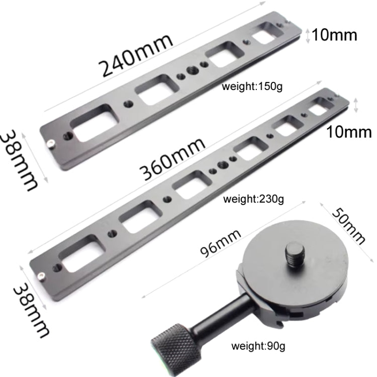 Double Camera Bracket Arca Swiss Quick Release Plate, Movable Base, PU240, PU360