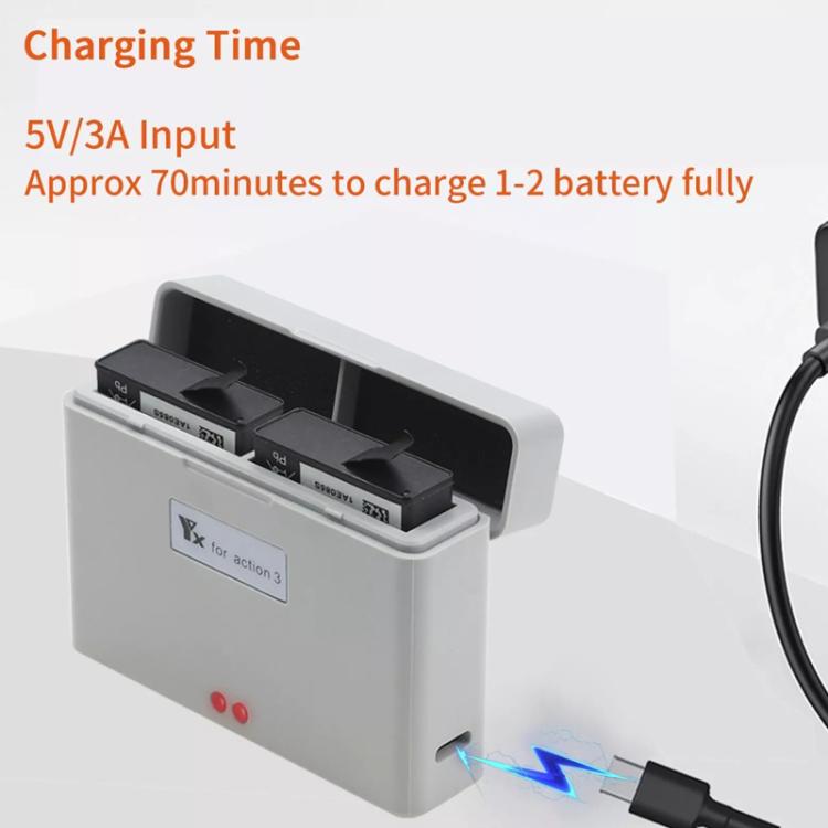 For DJI Action 3 / Action 4 Camera YX 2-Way Charger Battery Manager, 2-Way