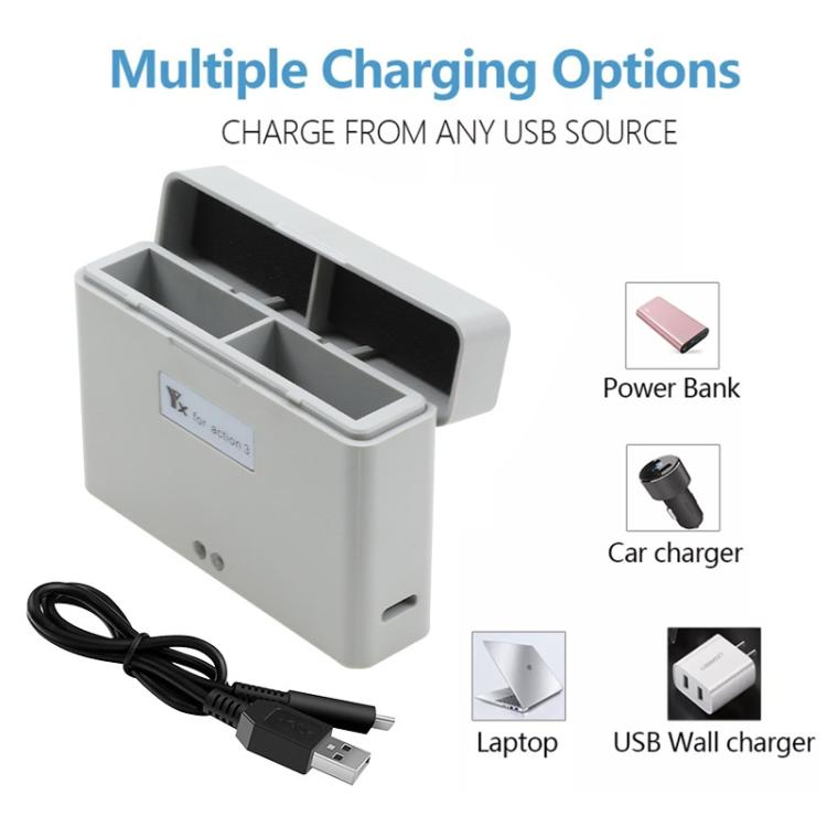 For DJI Action 3 / Action 4 Camera YX 2-Way Charger Battery Manager, 2-Way