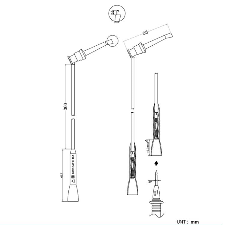 2mm Multimeter Test Hook Universal Digital Meter Probe Hook Direct Plug-In Test Probe Needle