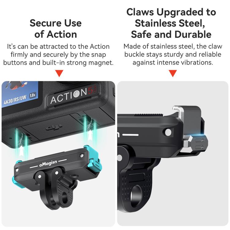 For DJI Action 5 Pro / 4 / 3 aMagisn Metal Magnetic Quick Release Mount Dual Interface Adapter