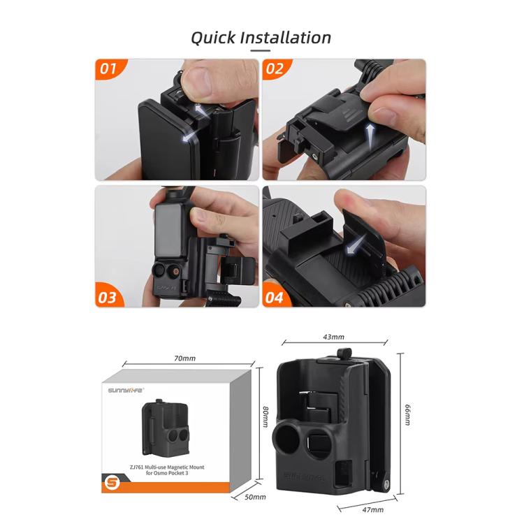 For DJI Osmo Pocket 3 Sunnylife OP3-ZJ761 Magnetic Stand Base Angle Adjustable Multi-functional Desktop Stand Accessories