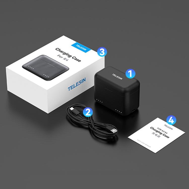 For Insta360 X4 TELESIN Battery Charger Dual Battery Storage Charging Case