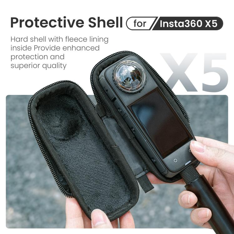 For Insta360 X5 Camera aMagisn Storage Bag Hard Shell Protective Case with Carabiner Clip, Storage Bag