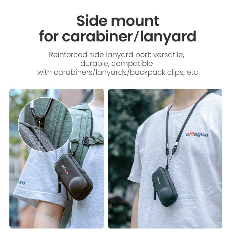For Insta360 X5 Camera aMagisn Storage Bag Hard Shell Protective Case with Carabiner Clip, Storage Bag