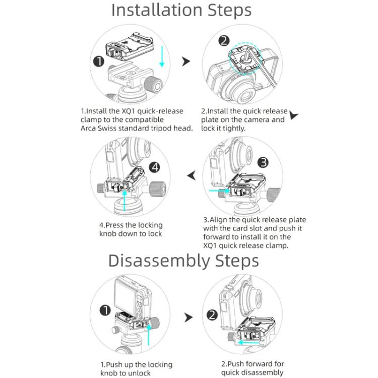 Arca Quick Release Adapter Gimbal Stabilizer Tripod Sports Quick Release Plate Stand, XILETU XQ-1, XILETU XQ-1A