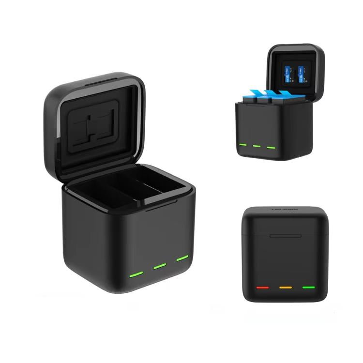 For GoPro HERO13 Black TELESIN 3 Slots Charging Case Compact Storage Box