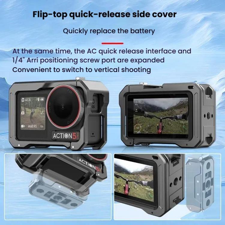 For DJI Osmo Action 5 Pro / 4 / 3 HEPAIL AC70 Metal Rabbit Cage
