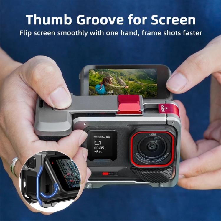 For Insta360 Ace Pro 2 / Ace Pro Flymile Xplorer Grip Kit Street Photography Handle Metal Cage Case, Xplorer Grip